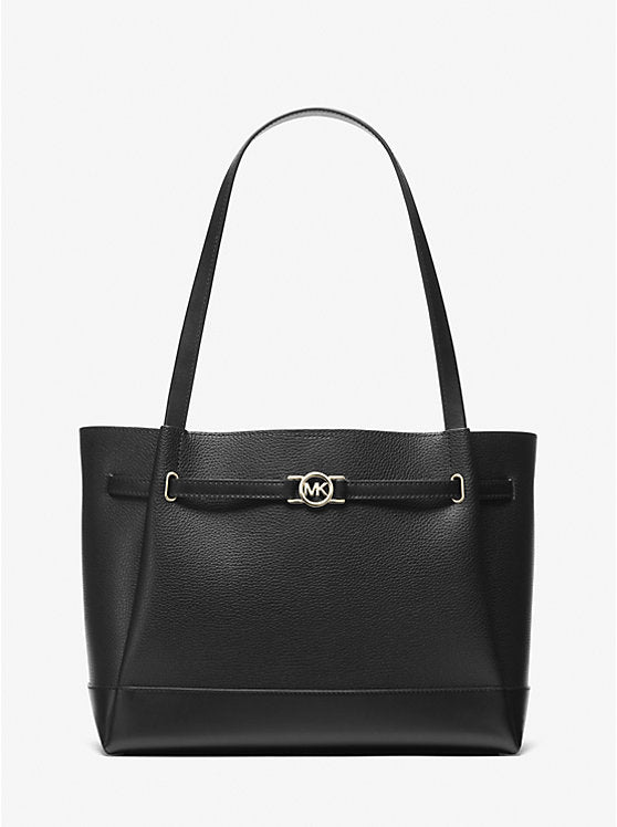 Michael Kors Reed Large Tote Black Leather front view