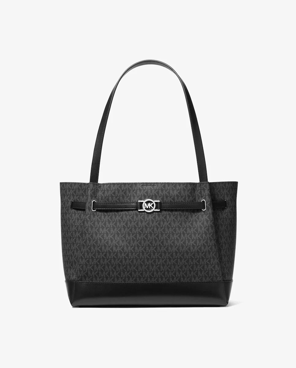 Michael Kors Reed Large Tote Black Monogram front view